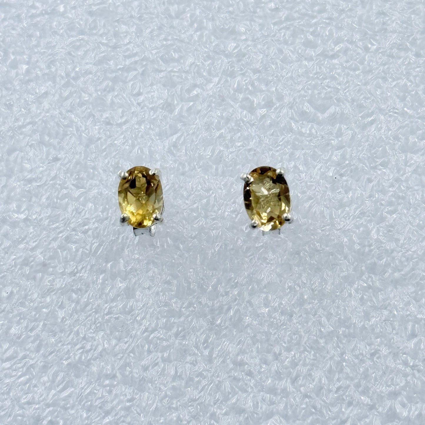 Sterling Silver Oval Citrine Post Earrings Size 2