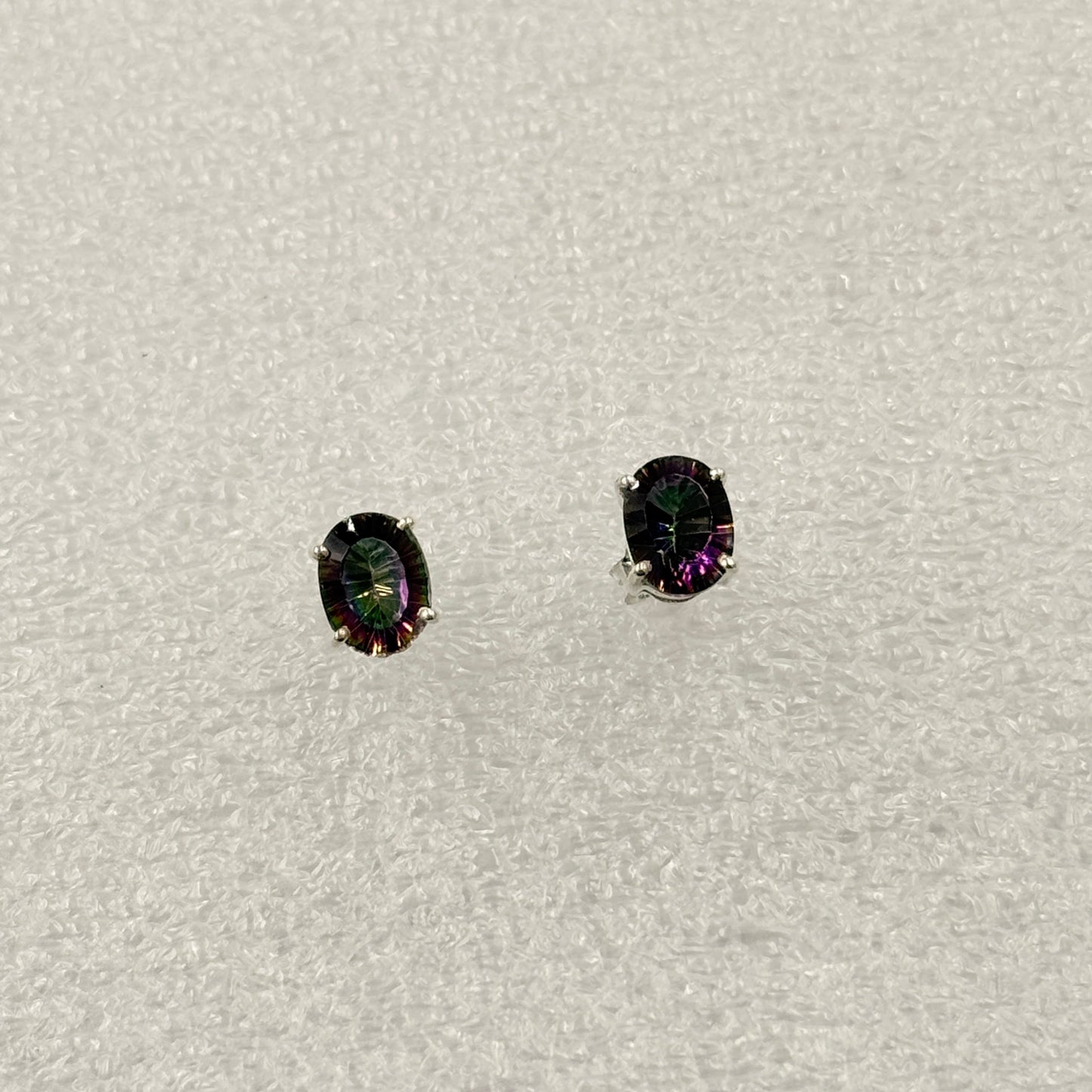 Sterling Silver Oval Mystic Topaz Post Earrings