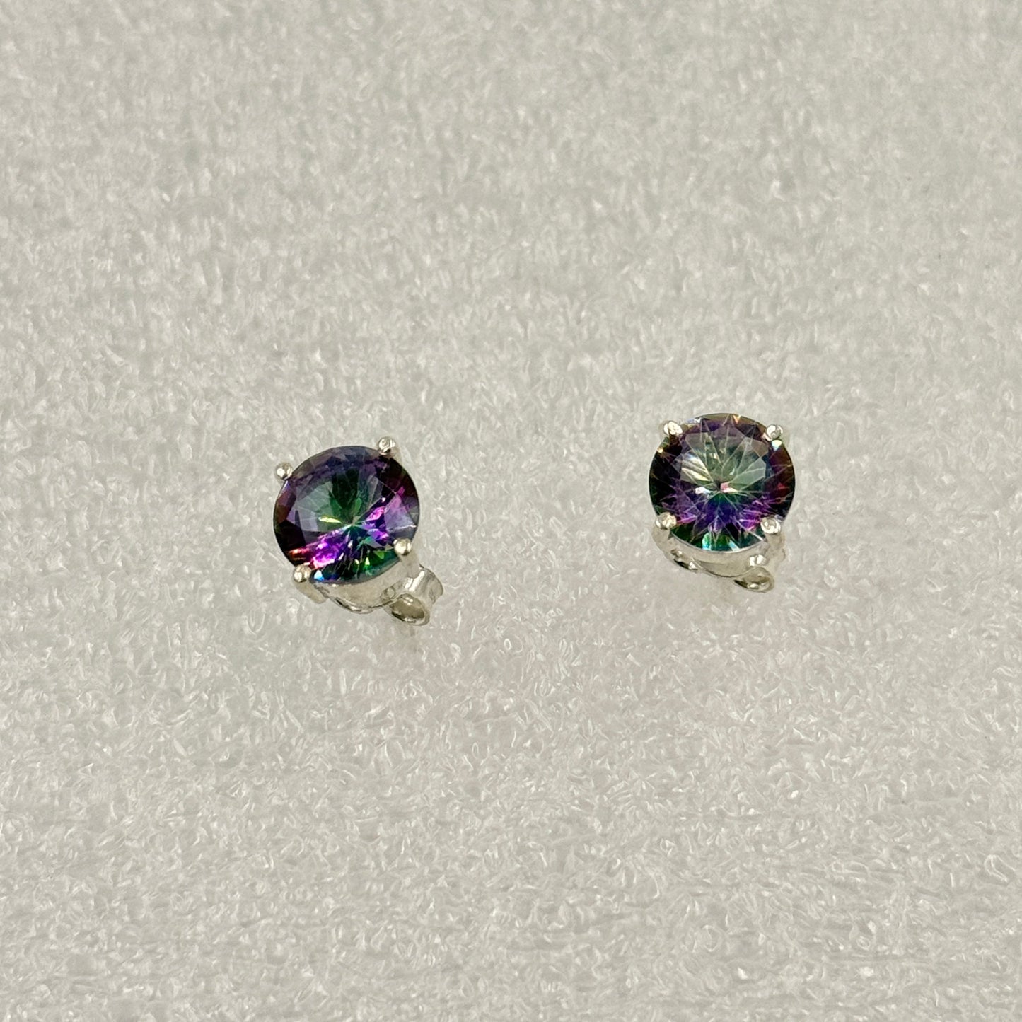 Sterling Silver Round Mystic Topaz Post Earrings