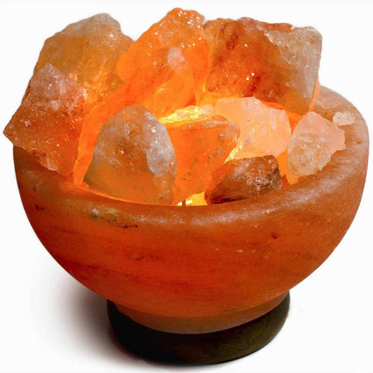 Fire Bowl w/ Chunks Salt Lamp - 7" avg. -Cord, Bulb, Dimmer
