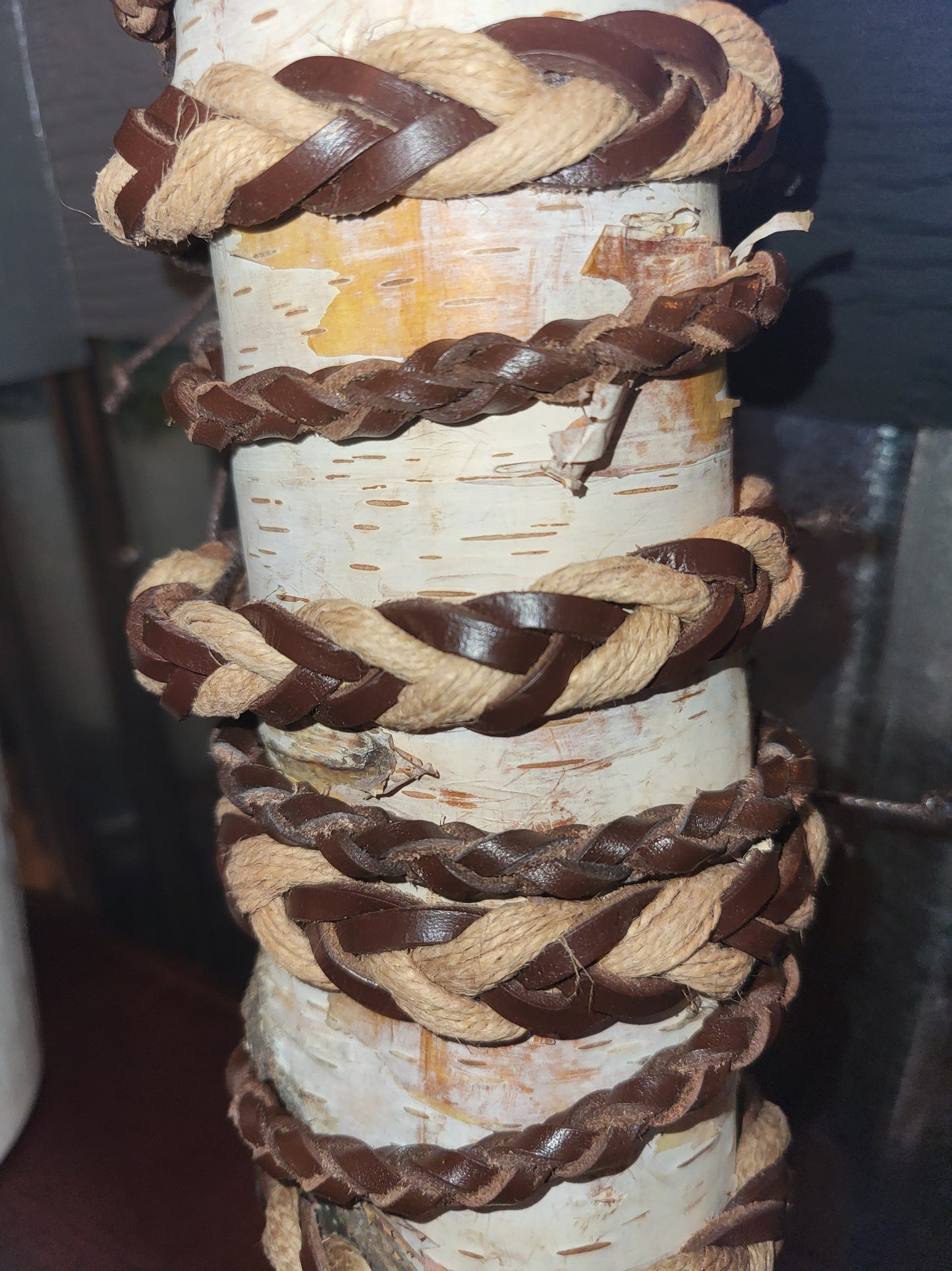 Bracelet réglable en cuir tressé