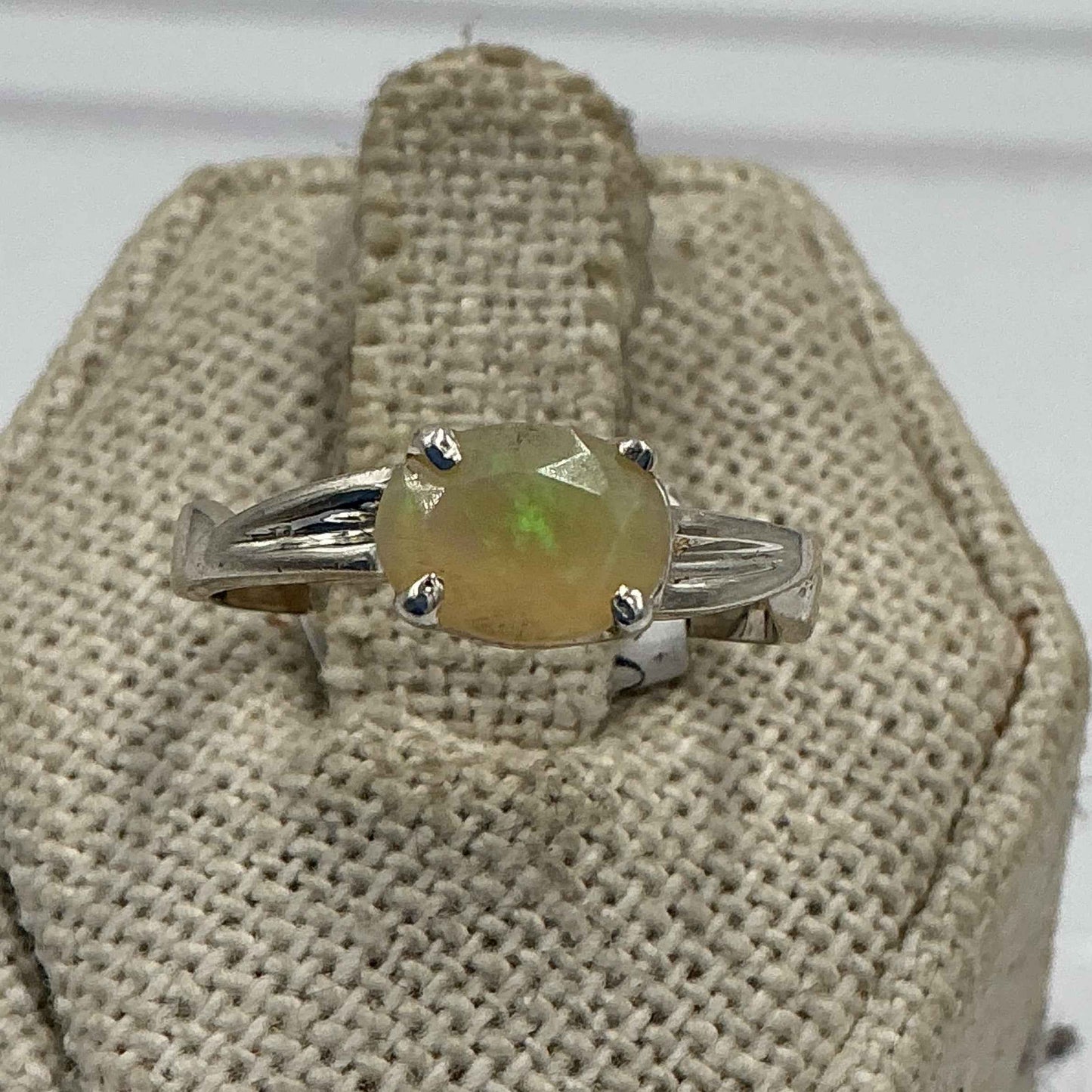 Sterling Silver Oval Ethiopian Opal Ring - Size 7 - Intuition, Creativity & Inner Light