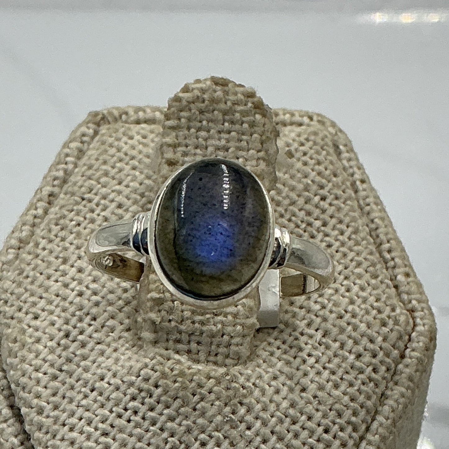 Sterling Silver Deep Blue Labradorite Oval Ring - Size 7 - Magic and Protection