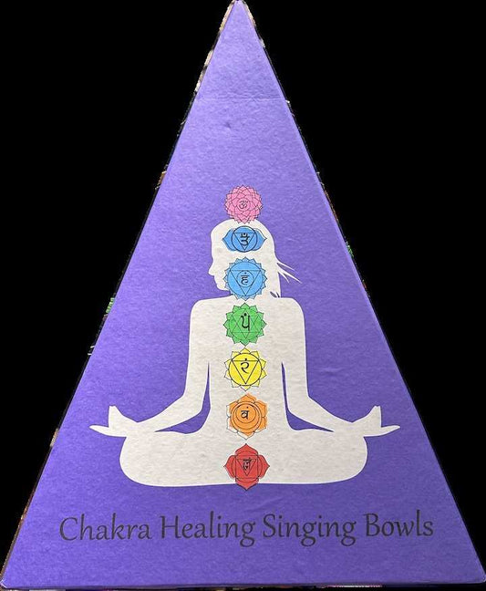 7-Chakra Singing Bowl Set in Purple Pyramid Box