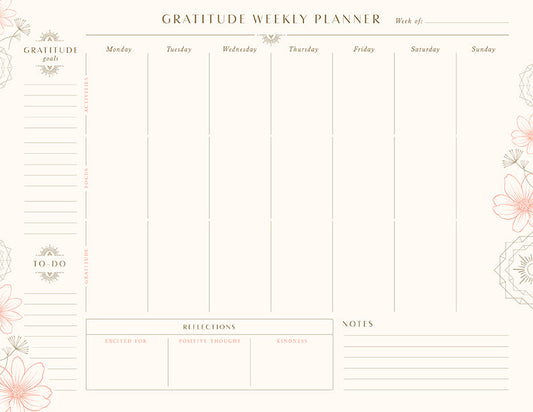 Gratitude Weekly Planner Notepad