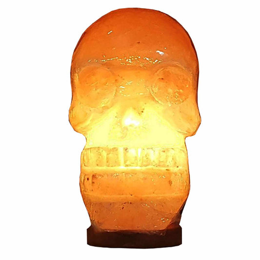 Skull Shaped Salt Lamp - 9.5" avg. - Cord, Bulb, Dimmer