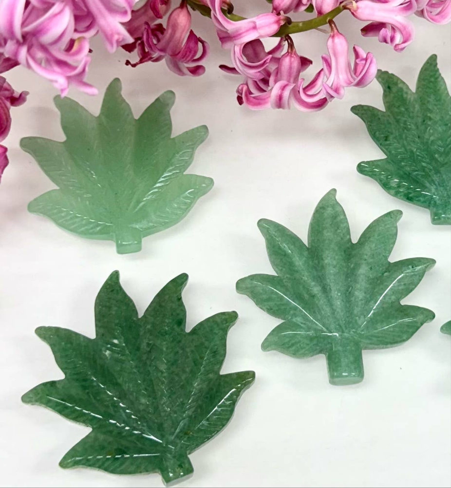 2” Natural Aventurine Pot Leaf for Healing