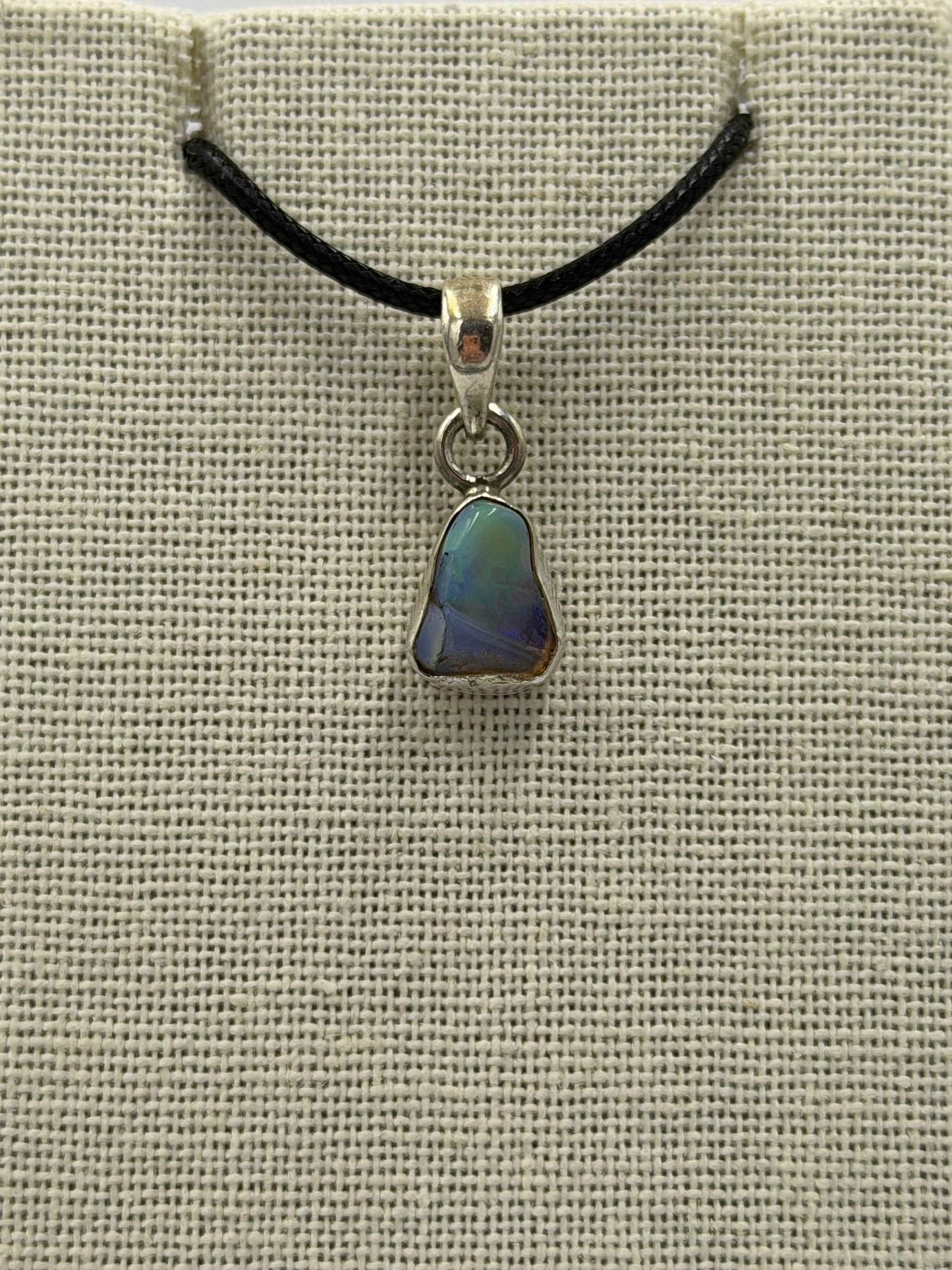 Sterling Silver Raw Ethiopian Opal Pendant Size 1