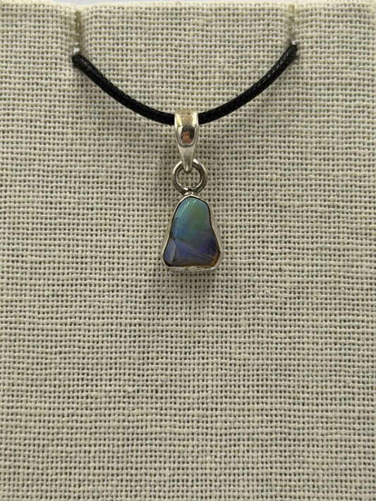 Sterling Silver Raw Ethiopian Opal Pendant Size 1