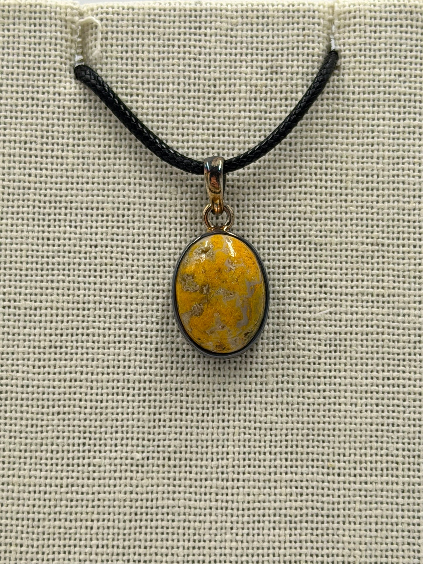 Sterling Silver Oval Bumblebee Jasper Pendant