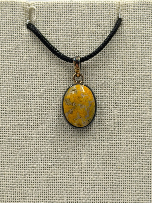 Sterling Silver Oval Bumblebee Jasper Pendant