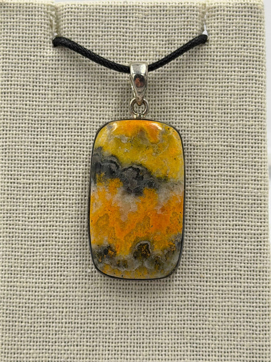 Sterling Silver Rectangle Bumblebee Jasper Pendant