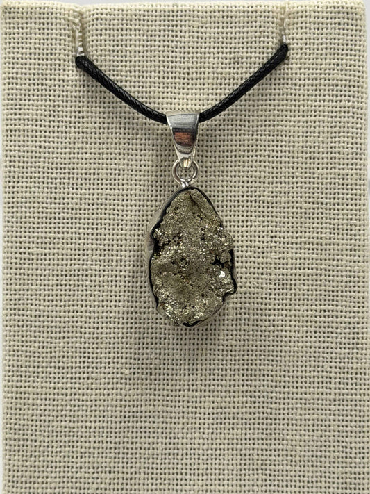 Sterling Silver Raw Pyrite Pendant