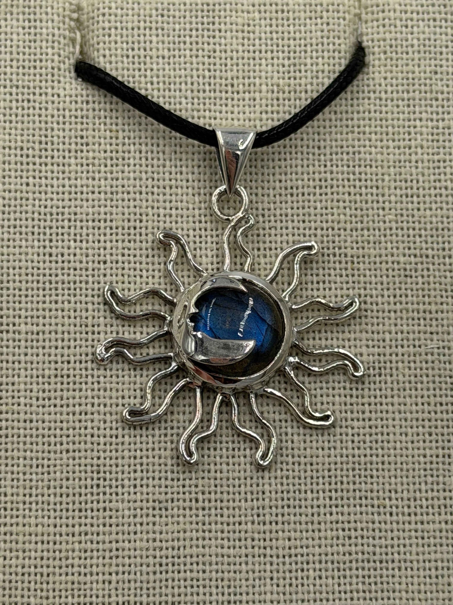 Sterling Silver Sun & Moon Labradorite Pendant