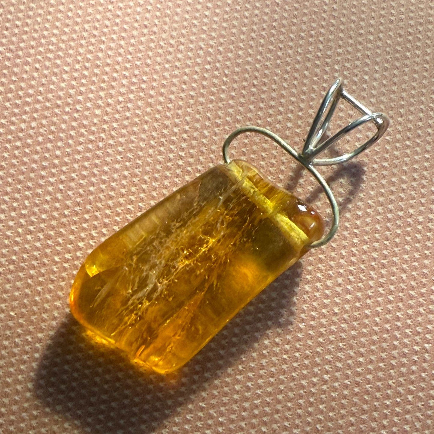 Raw Baltic Amber Pendant in Sterling Silver