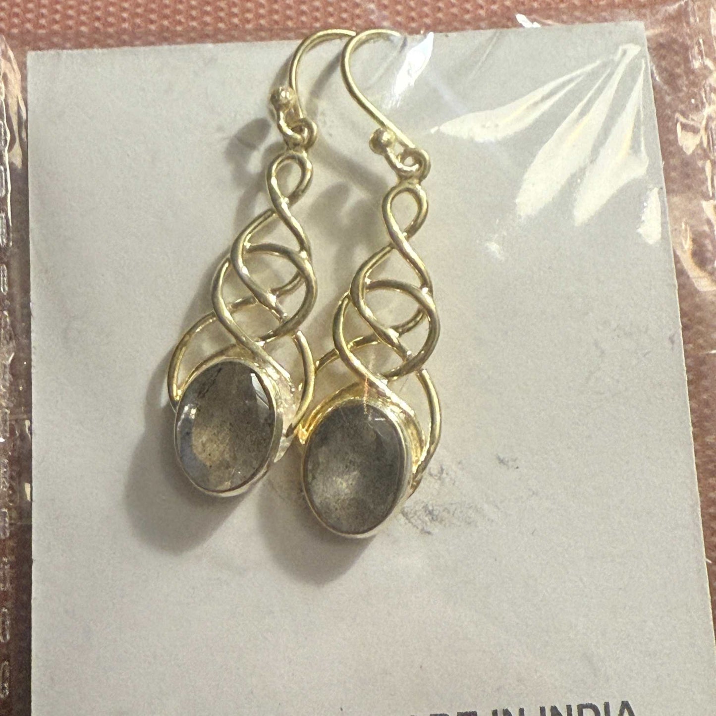 Labradorite Gold-Plated Earrings in Sterling Silver