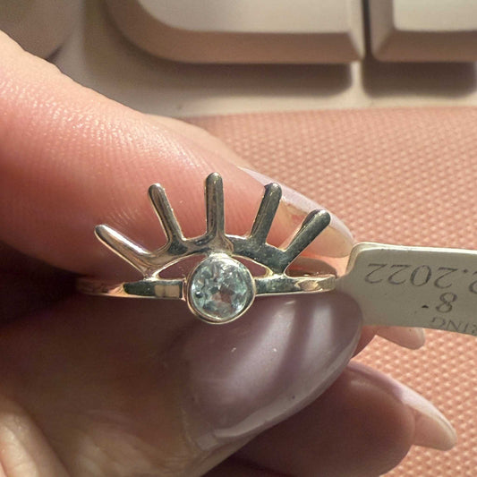 “Eye of Clarity” Aquamarine Ring (Size 8)