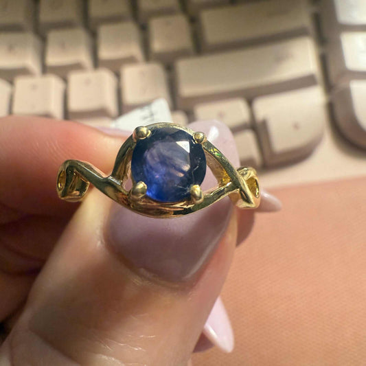 Gold Plated Sterling Silver Sapphire Twist Ring – Size 9