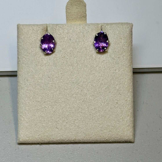 Amethyst Oval Post Earrings – Sterling Silver