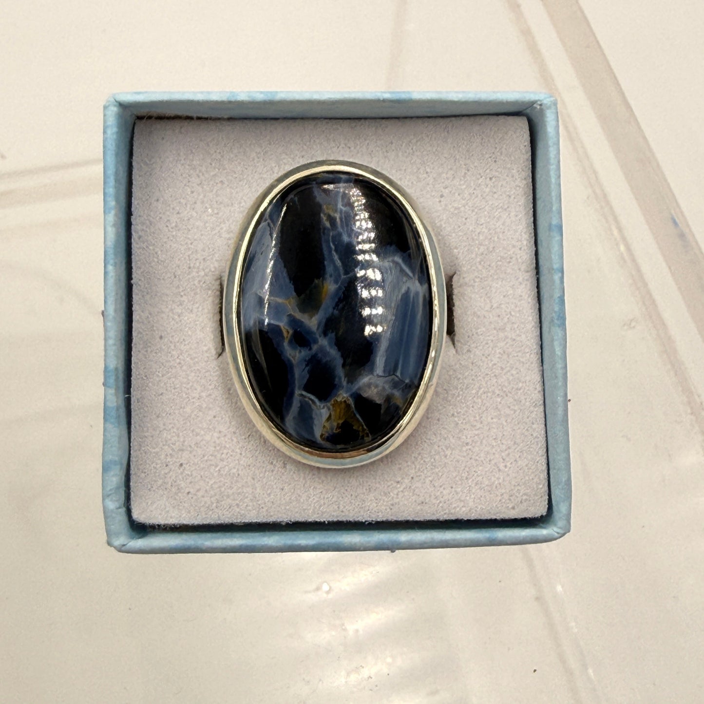 Sterling Silver Oval Cabochon Pietersite Ring - Size 10 - Grounding, Transformative & Insightful