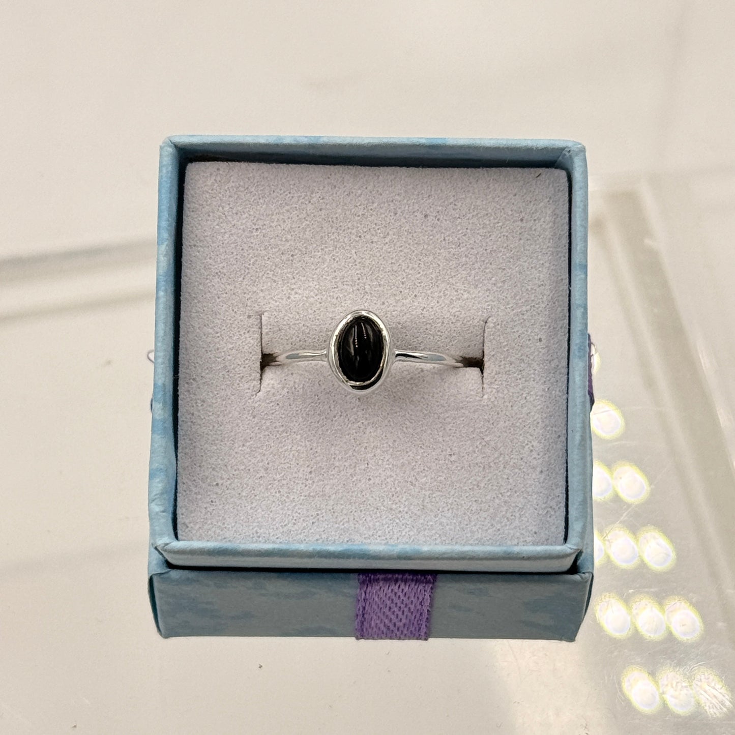 Dainty Black Agate Ring