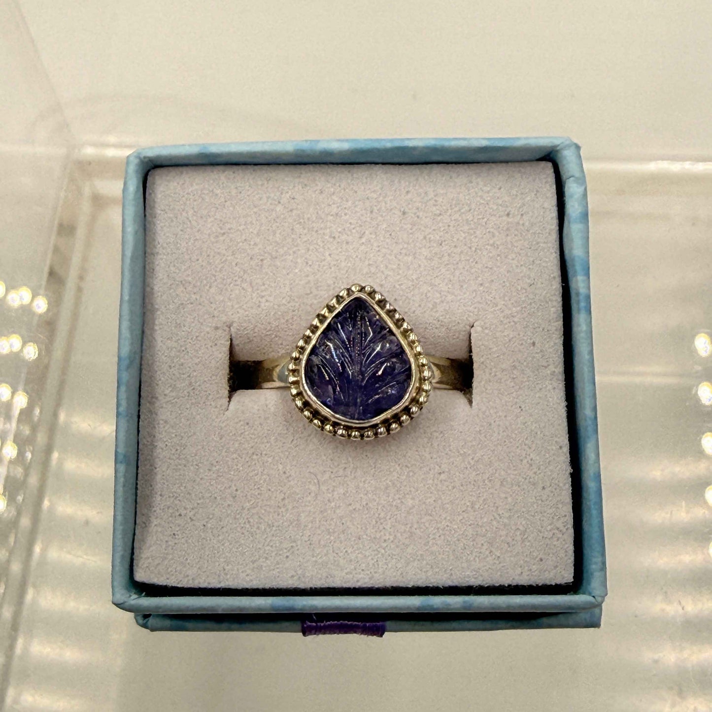 Sterling Silver Leaf Tanzanite Ring - Size 6 - Spiritual, Intuitive & Elevated