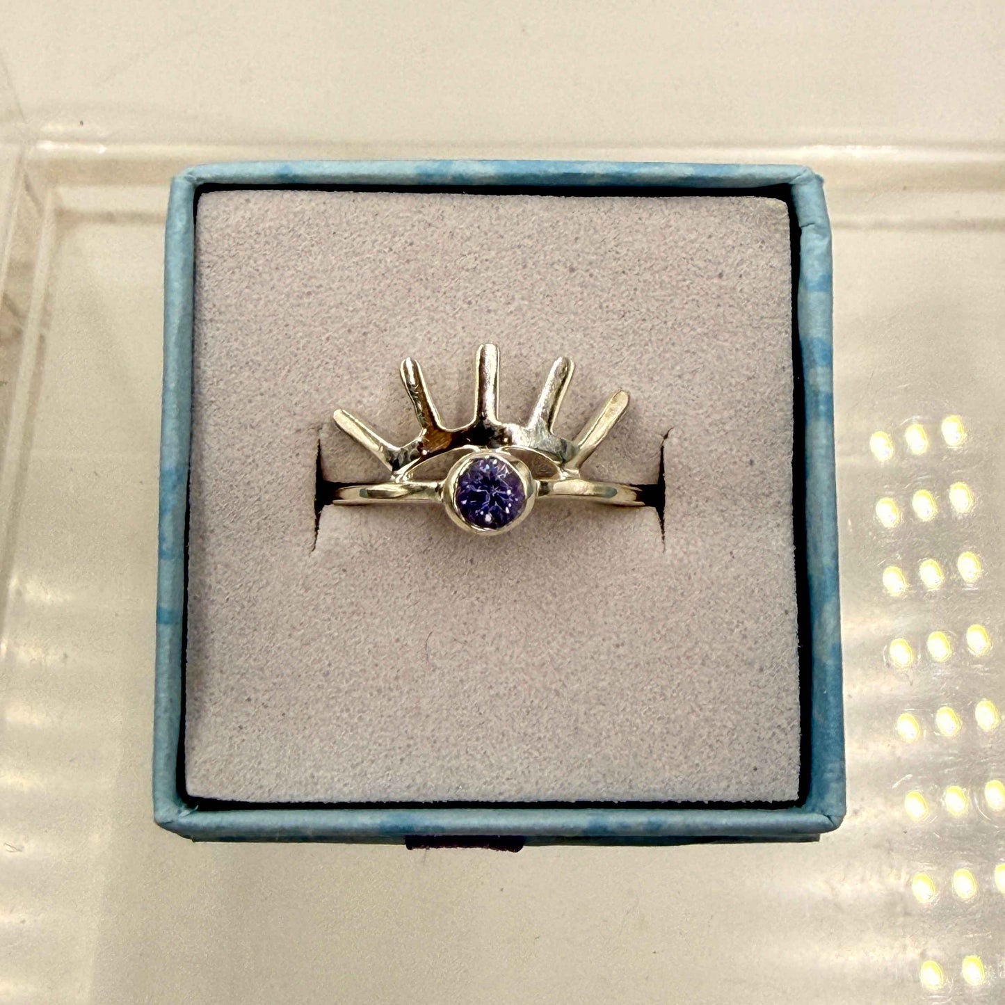 Sterling Silver Eyelash Tanzanite Ring - Size 7 - Spiritual, Intuitive & Elevated