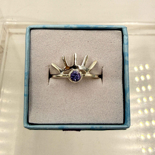 Sterling Silver Eyelash Tanzanite Ring - Size 7 - Spiritual, Intuitive & Elevated