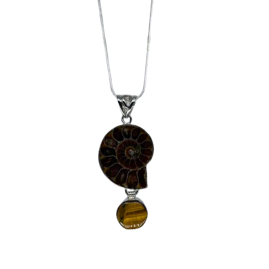 Ammonite and Tiger's Eye Necklace