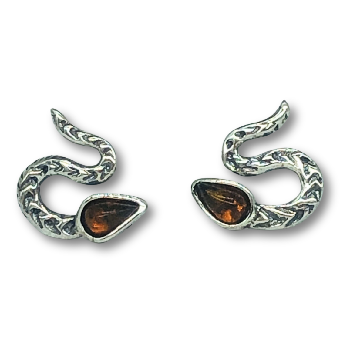 Amber Snake Studs
