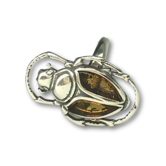 Amber Scarab Ring