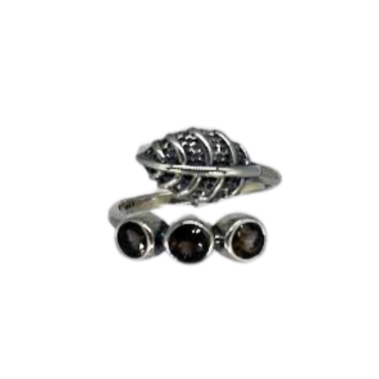 Smoky Quartz Leaf Wrap Ring