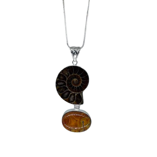 Ammonite and Agate Necklace