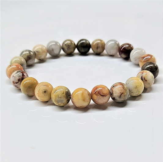 Crazy Lace Agate Round Bead Bracelet - Celebration Energy