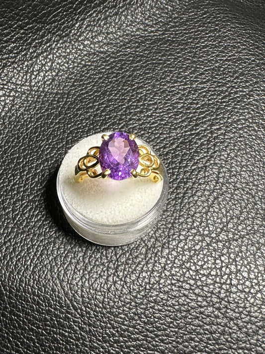 Amethyst Ring Size 10 - "Golden Queen"