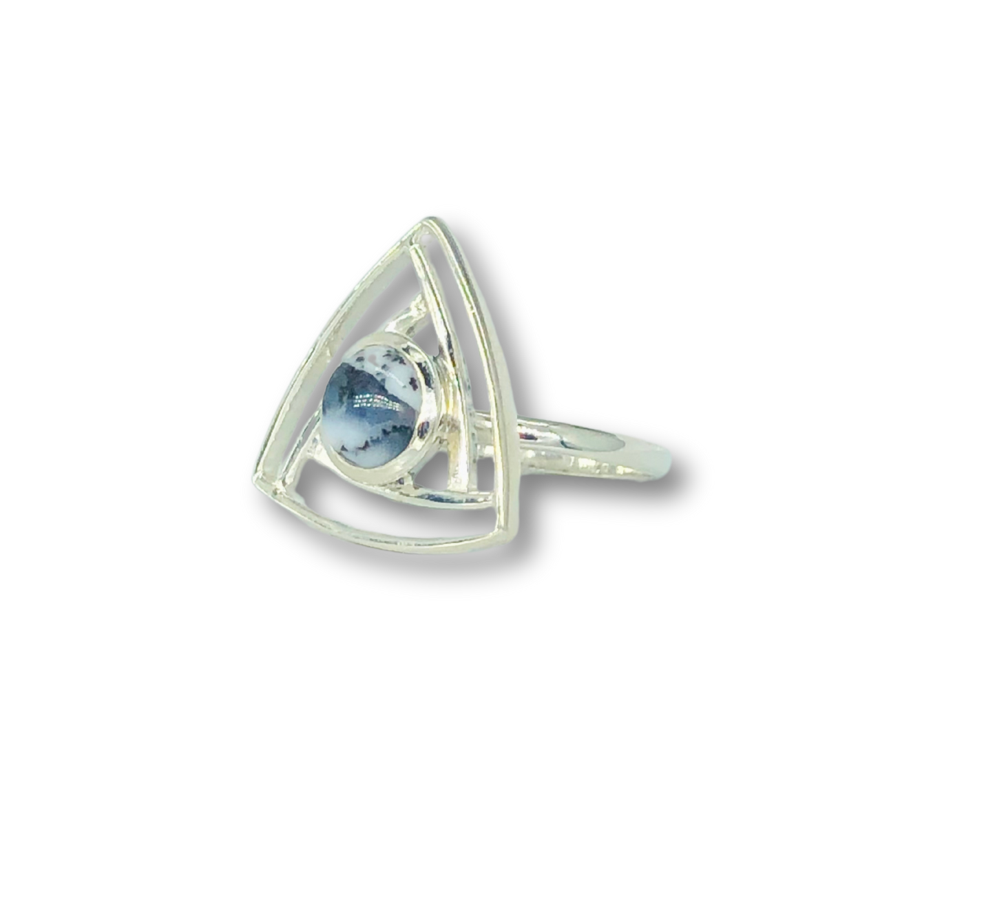 Dendritic Opal Triangle Ring