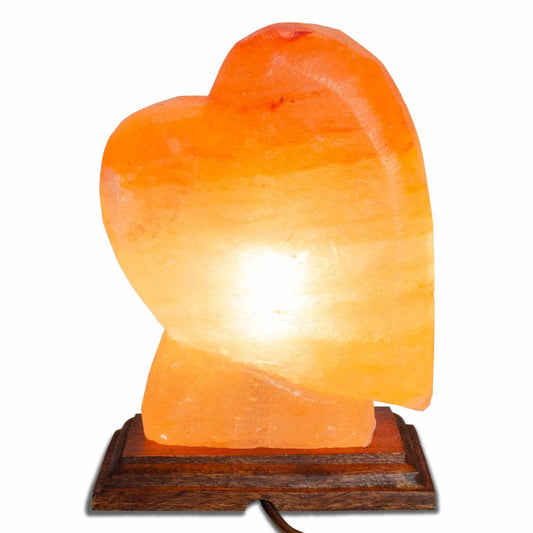 Heart Shaped Salt Lamp - 10" avg. - Cord, Bulb, Dimmer
