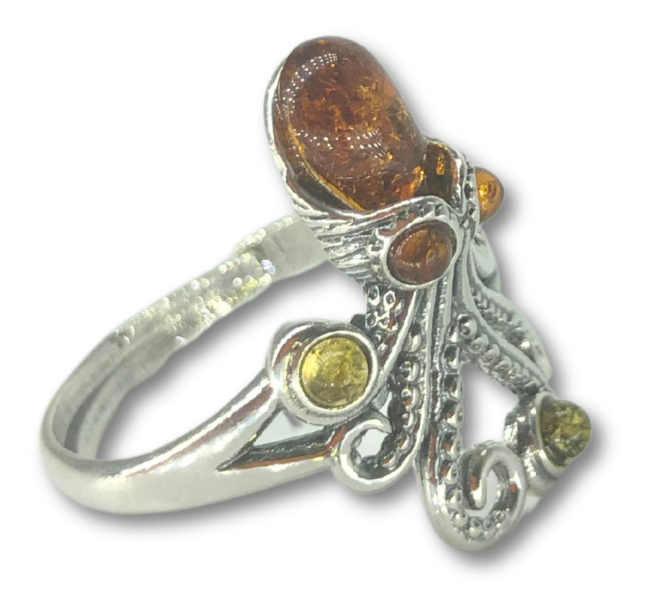 Amber Octopus Ring