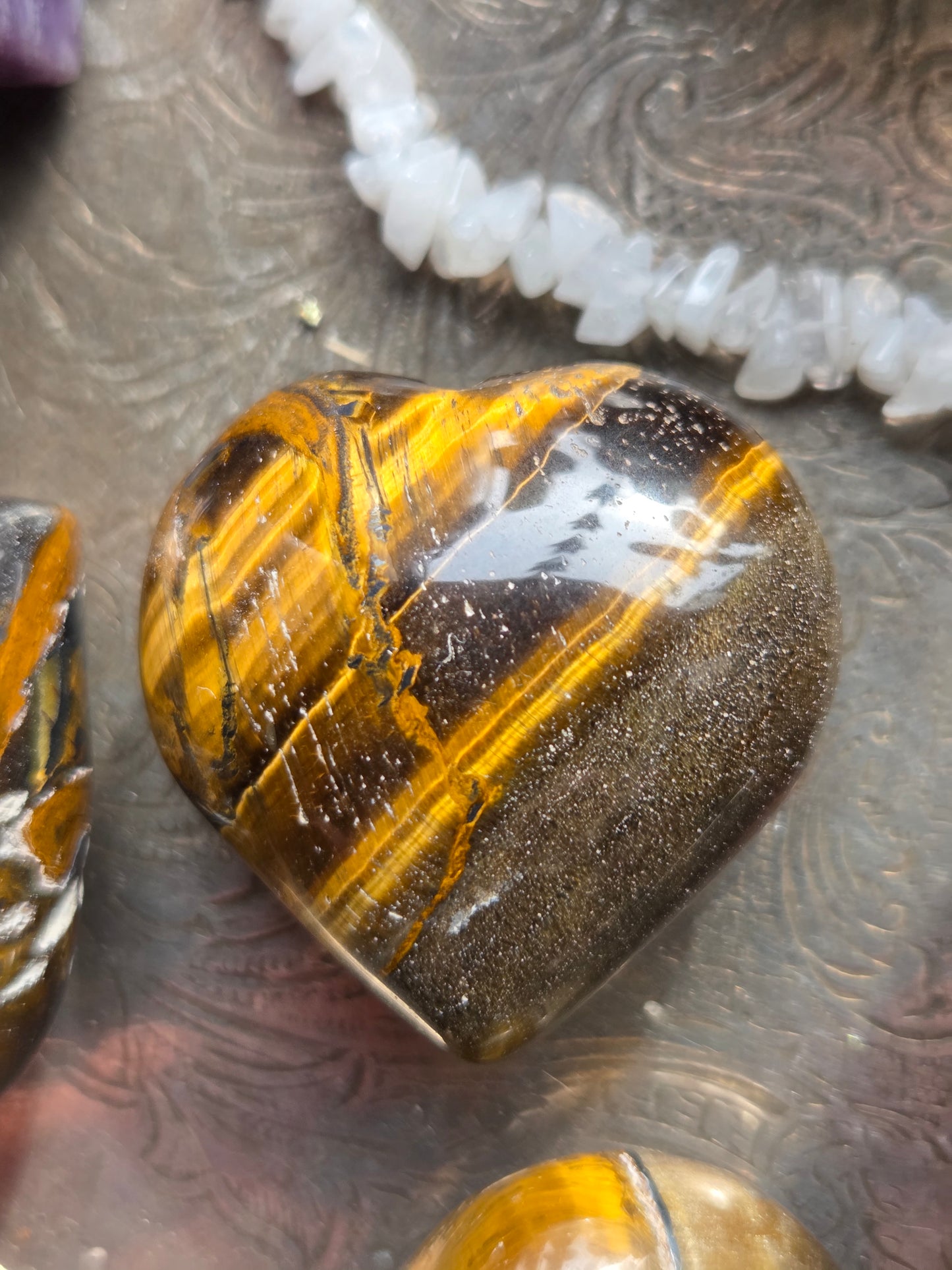 Tiger’s Eye Puffy Heart (1–1.5") – Confidence • Protection • Courage