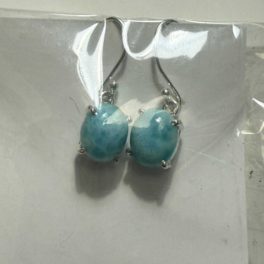 Larimar Oval Drop Earrings in Sterling Silver