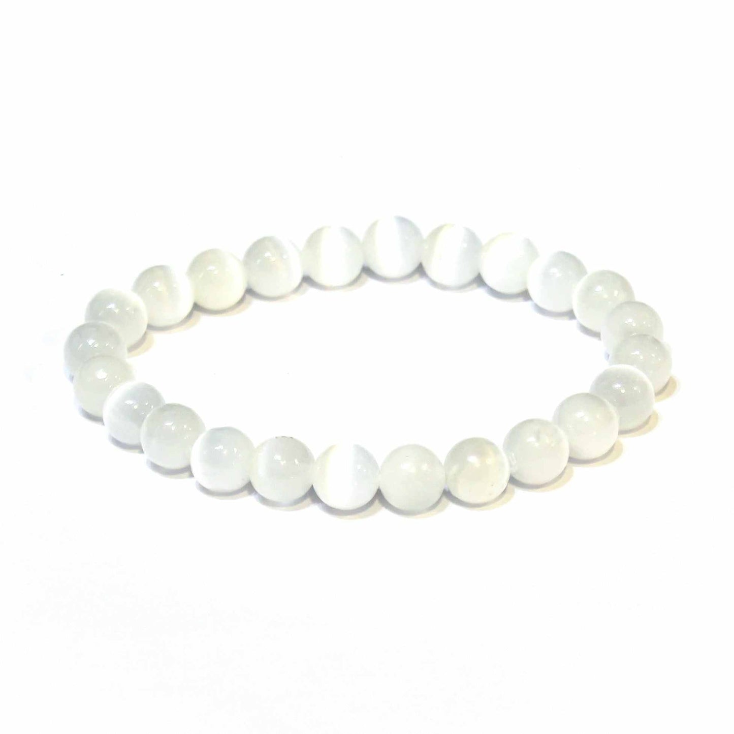 Selenite Round Bead Bracelet - Aura Cleanser