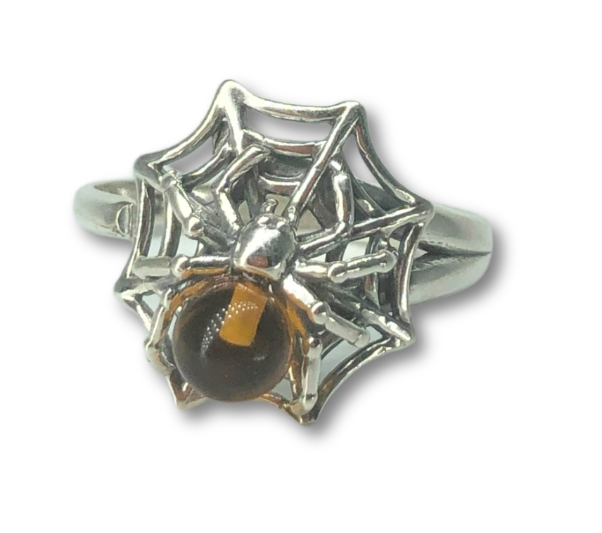 Amber Spider Ring