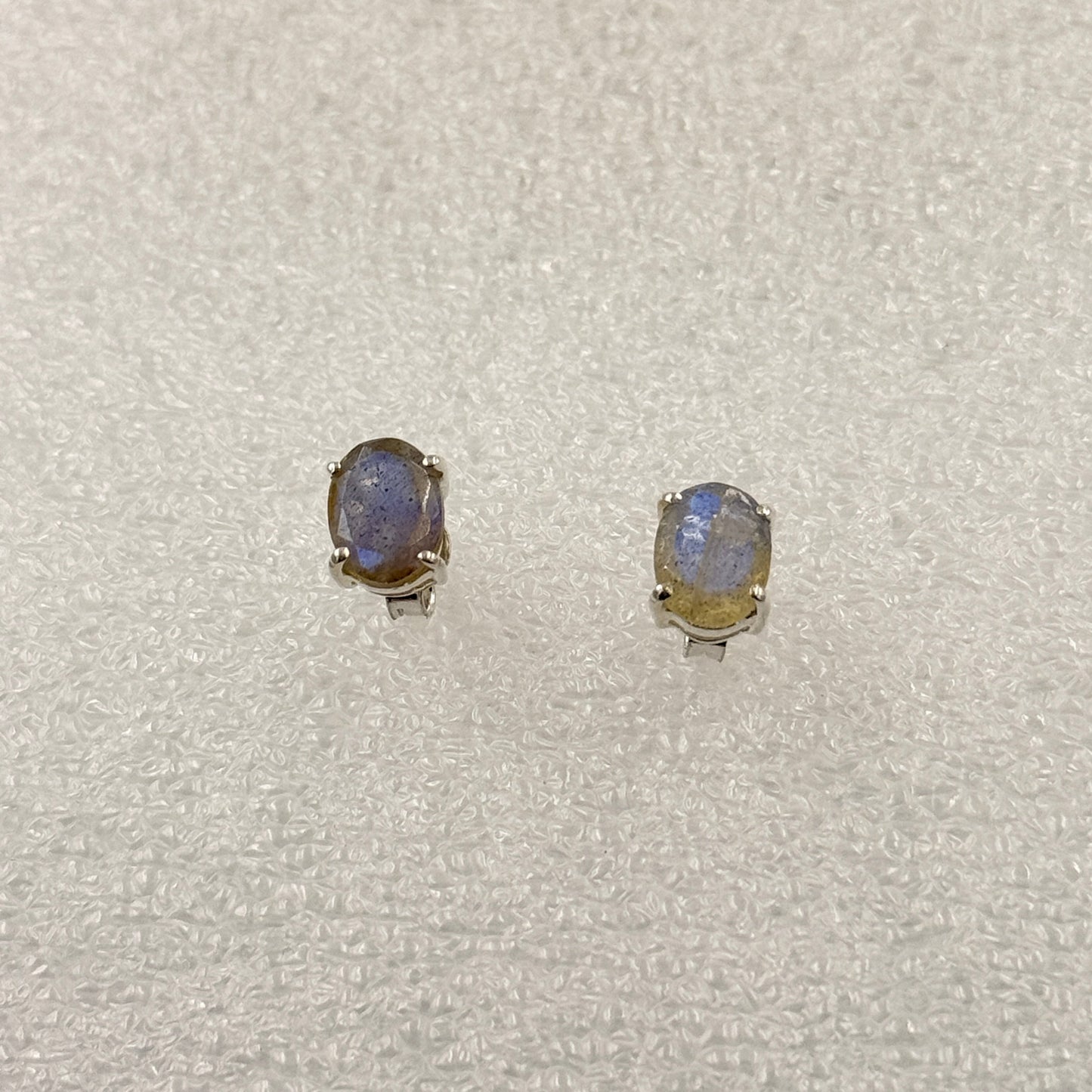 Sterling Silver Oval Labradorite Post Earrings Size 1