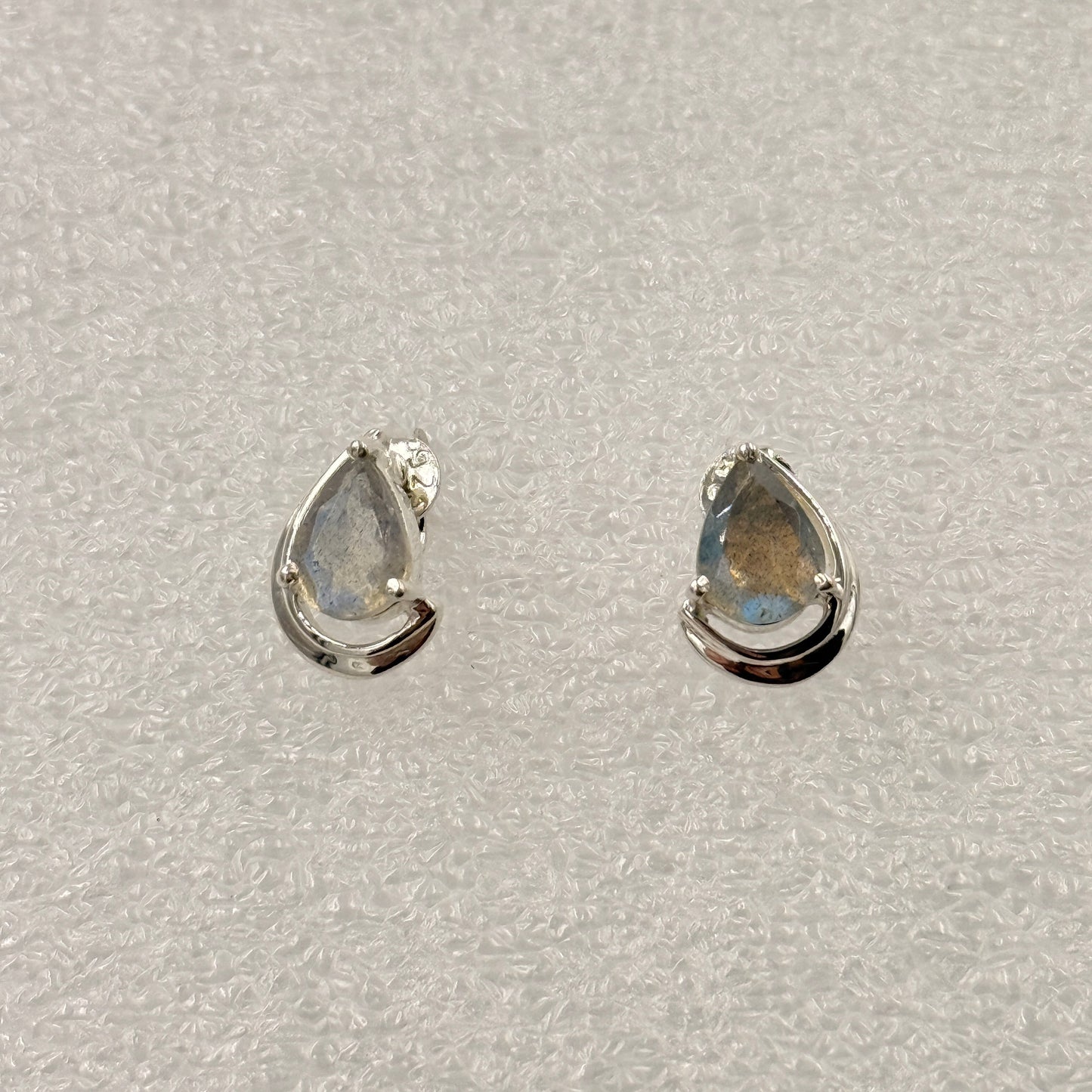 Sterling Silver Teardrop Labradorite Post Earrings