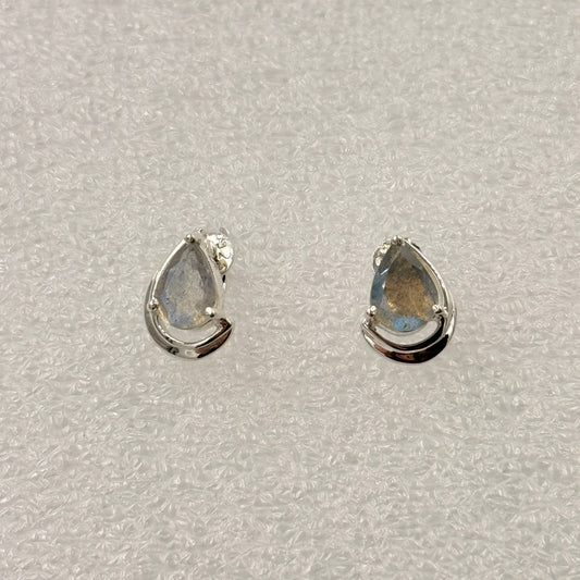 Sterling Silver Teardrop Labradorite Post Earrings