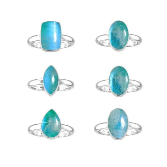 Blue Rainbow Moonstone Ring $60.00