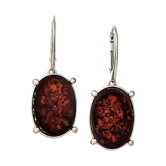 Cherry Oval Amber Earrings