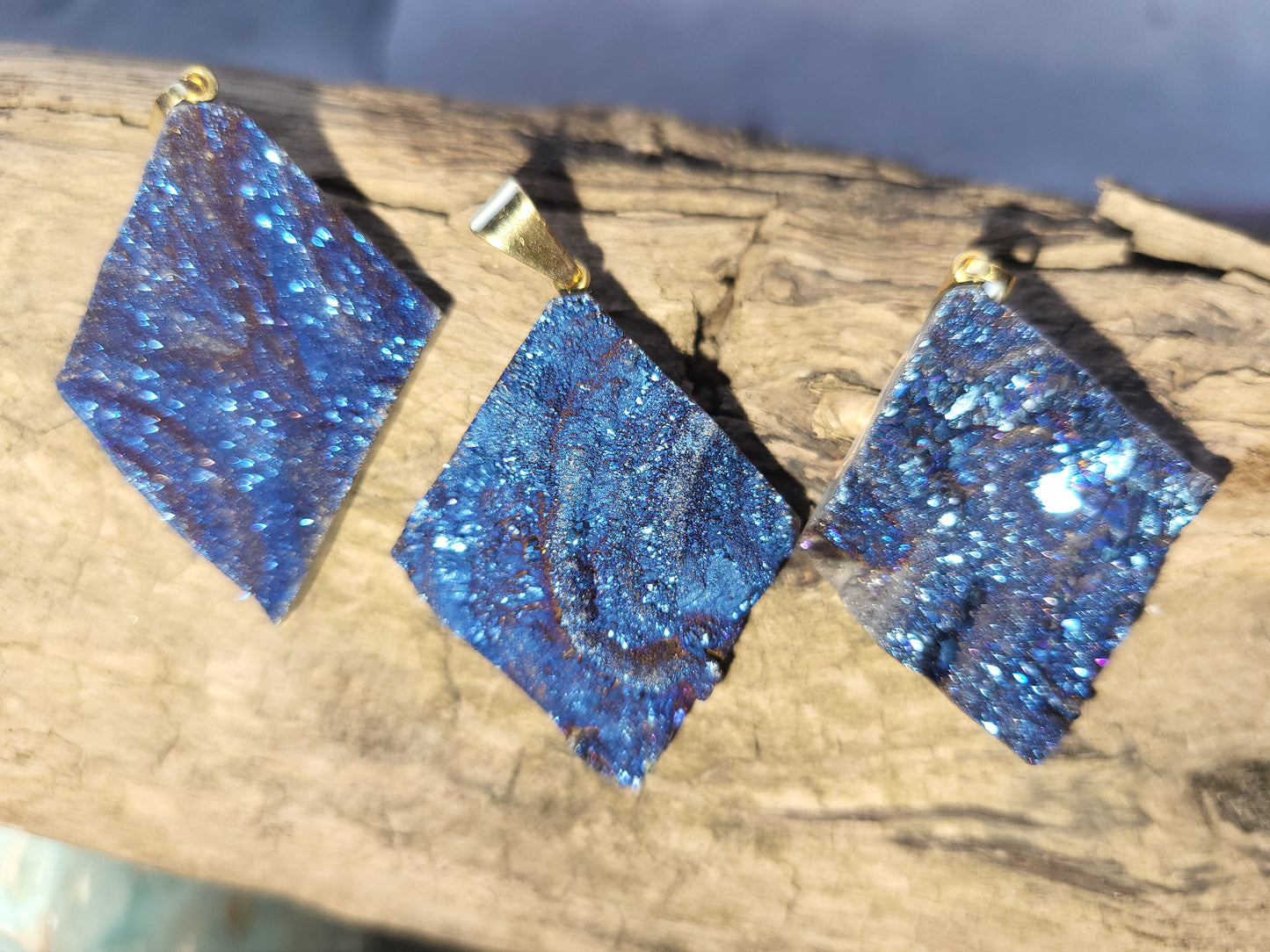 Cobalt Blue Chalcedony Agate Druzy Pendant