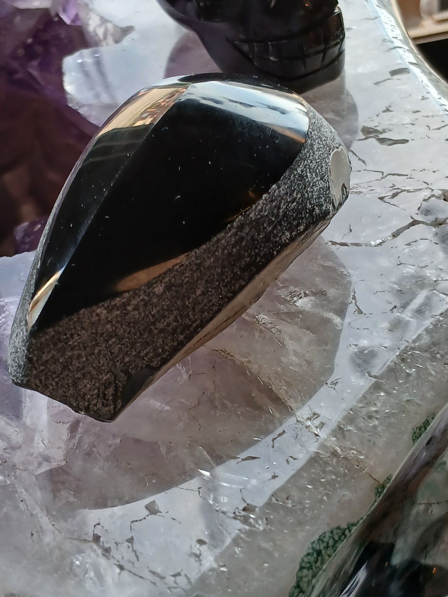 Top Polished Obsidian Palm Stone