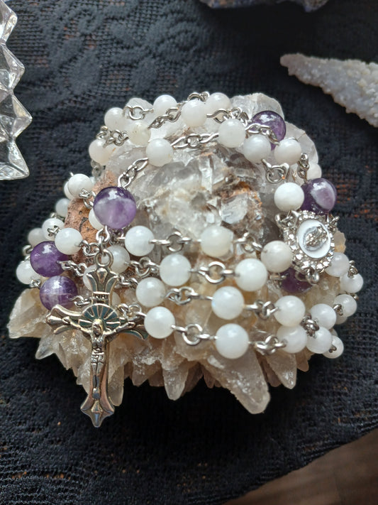 Amethyst and Rainbow Moonstone Rosary